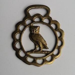 🔷2/$35🔷Vintage Horse Brass Owl Medallion Harness Ornament